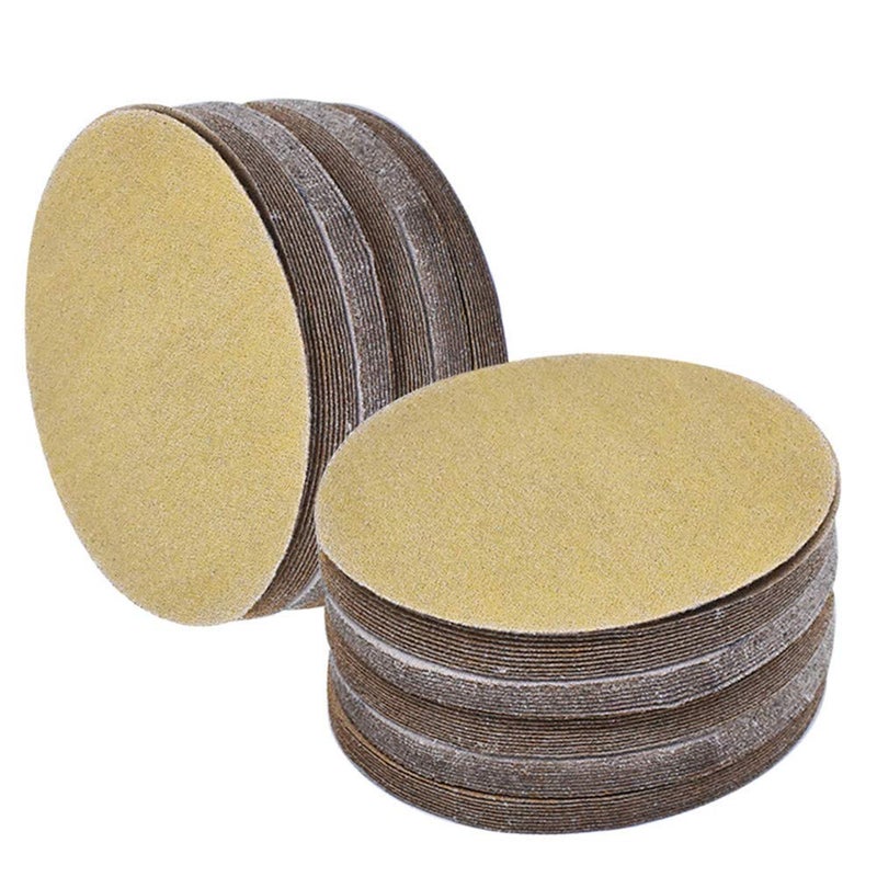 findmall Hook Loop Pads Sanding Disc 5-Inch NO-Hole 100Pcs Aluminum Oxide Round Flocking Sandpaper for Sanding Grinder Polishing Accessories (60 80 120 180 240 320) Grit (180grit) - Image 1
